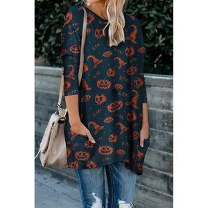 Women's Halloween Pumpkin Sweatshirt Cat Long Sleeve Crewneck Pullover Shirts